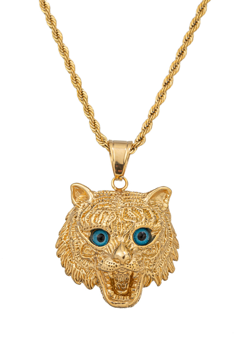 Gold tone titanium cat pendant necklace.