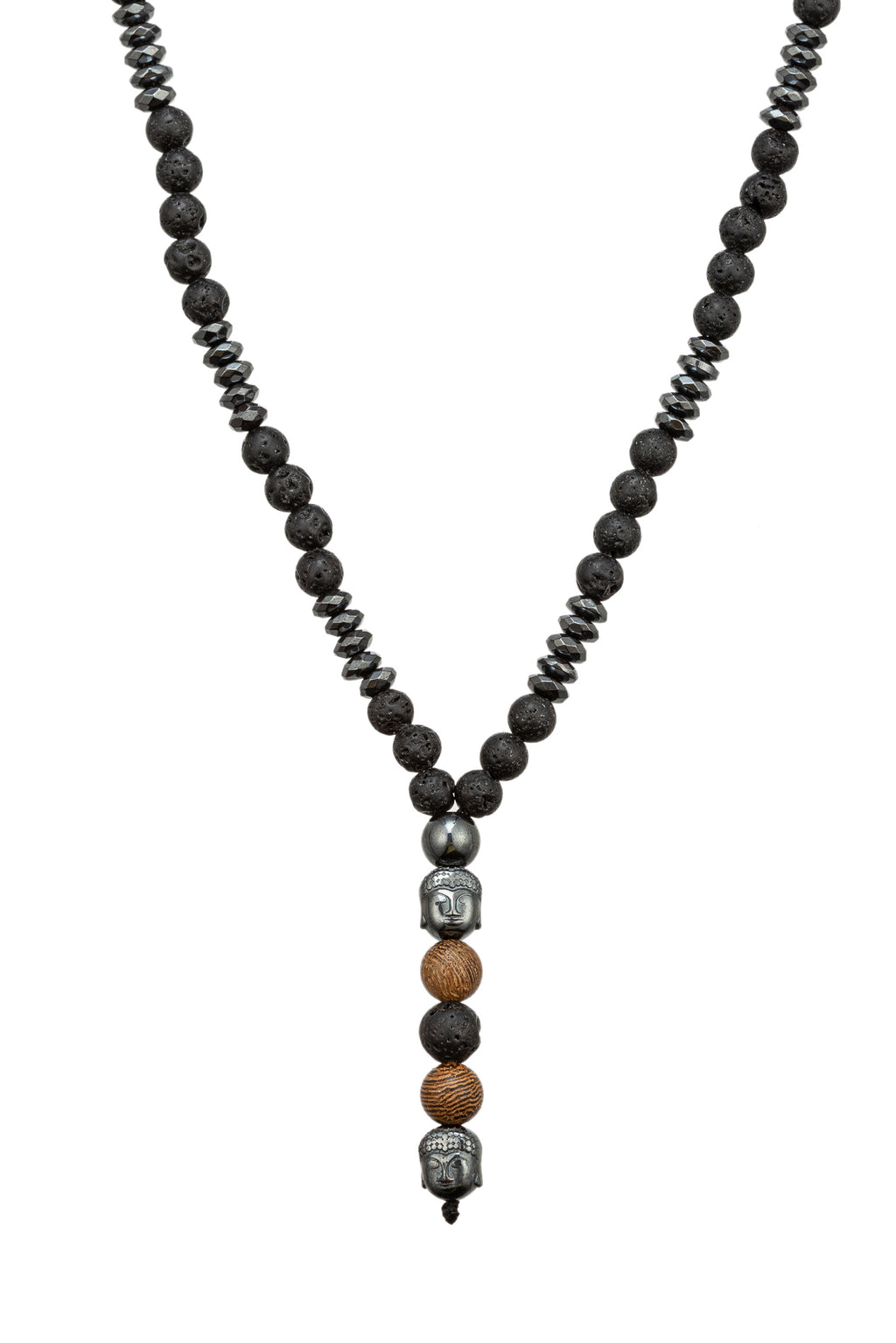 Agate beaded necklace with a Buddha head pendant.