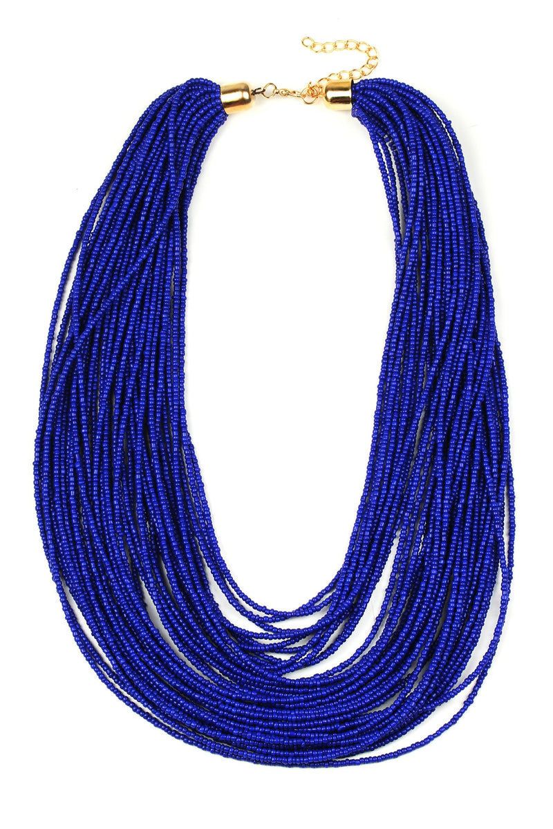 blue beaded layer necklace