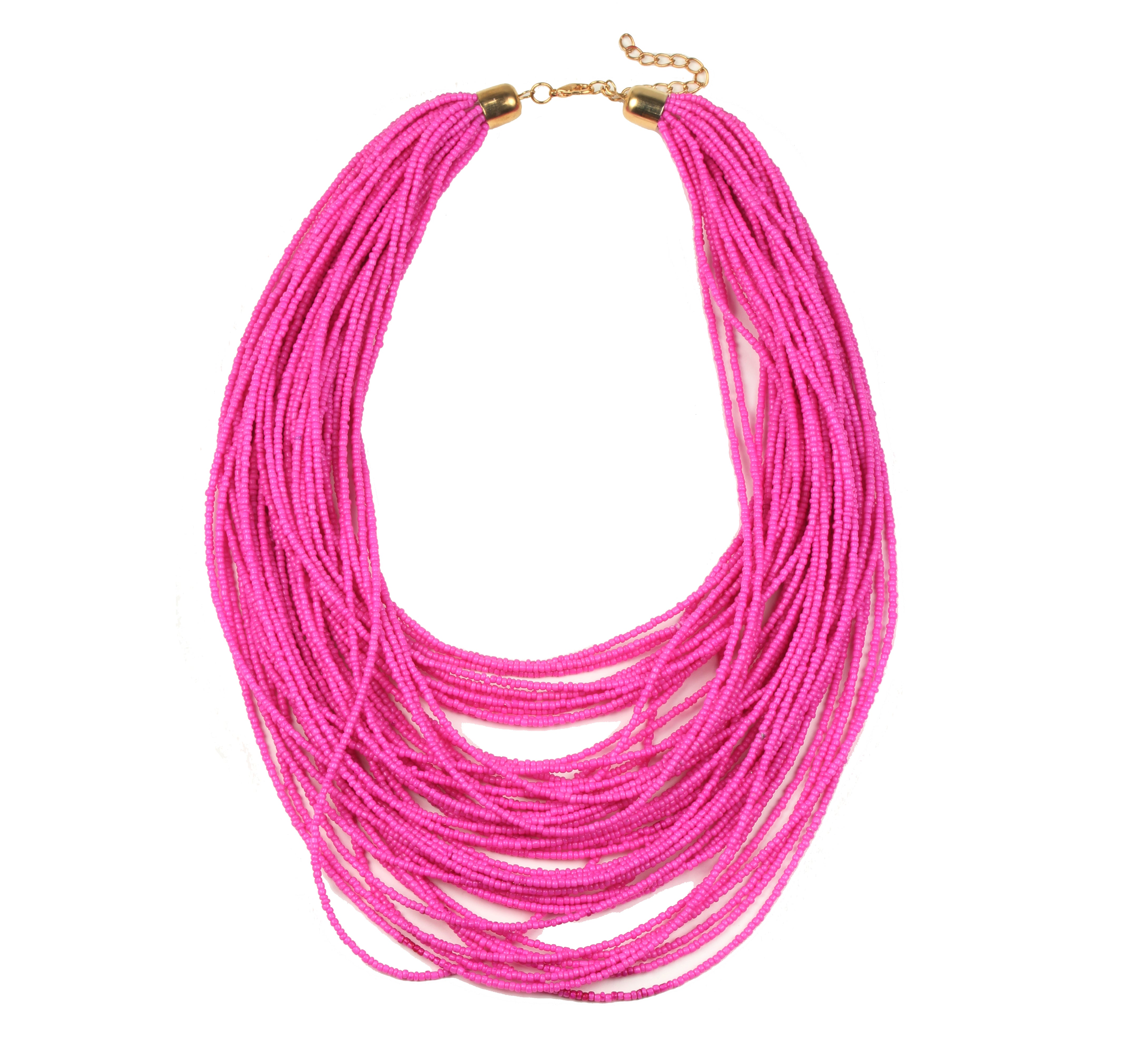 Sparkly pink seed beaded necklace.
