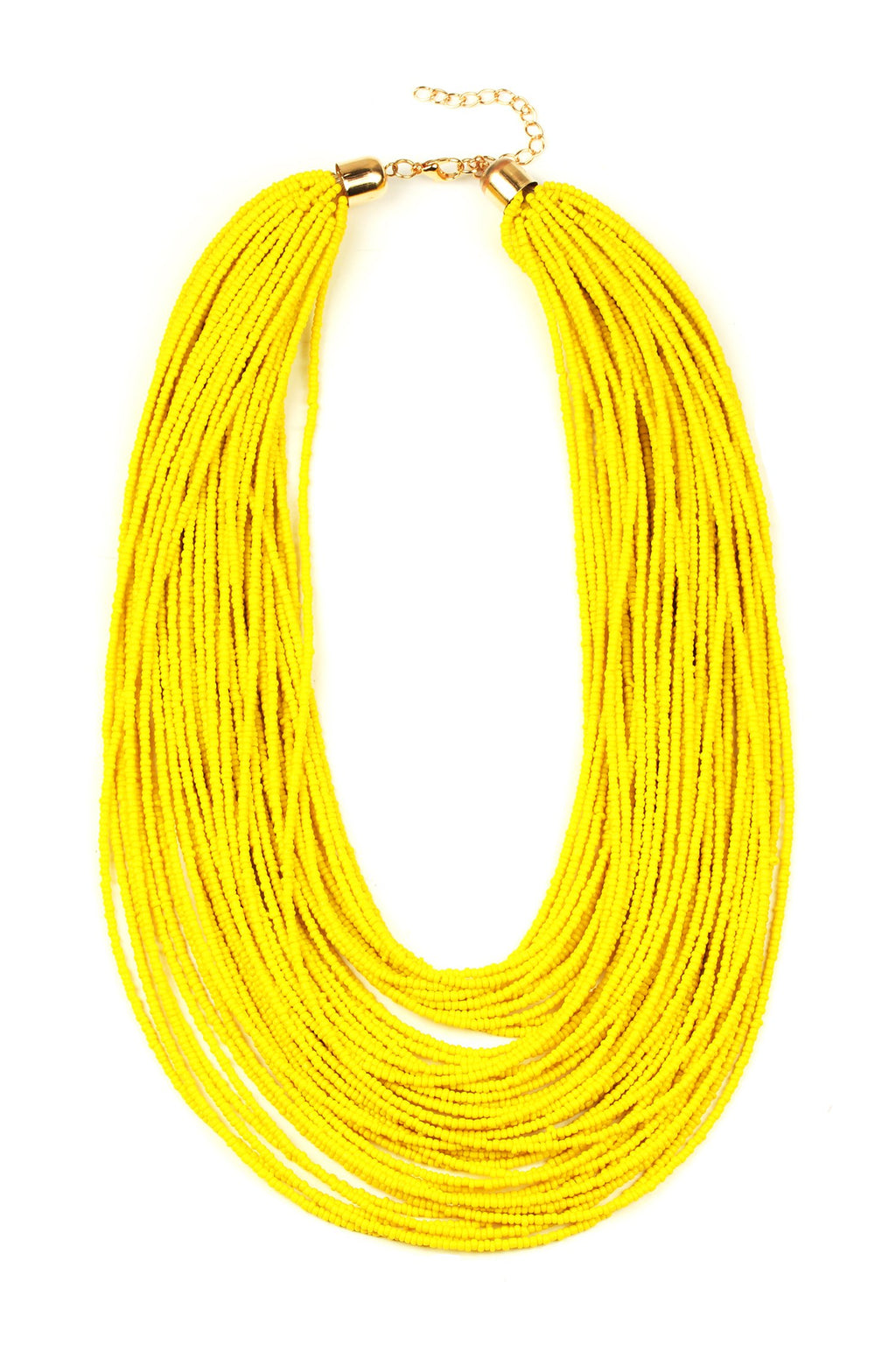 yellow bead multi layer necklace