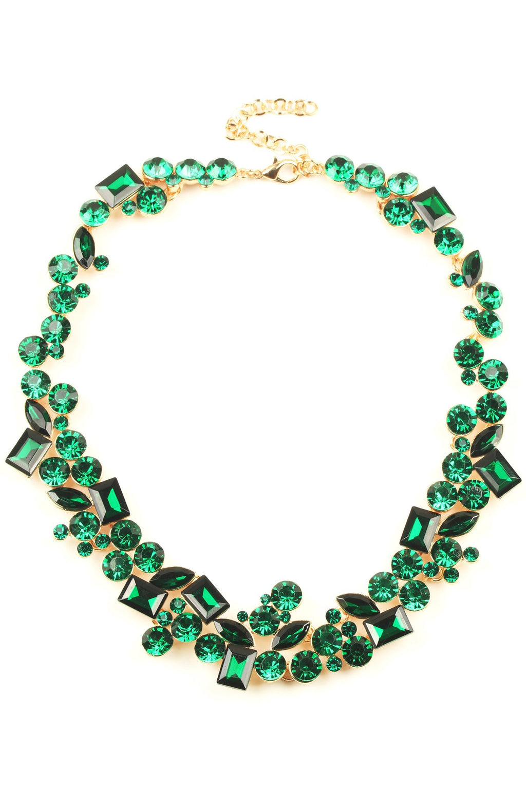 gold tone with green stone collar necklace