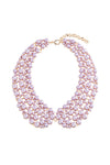 Lavender alloy collar necklace studded with glass crystals.