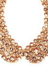 Close up of rose gold crystal collar necklace