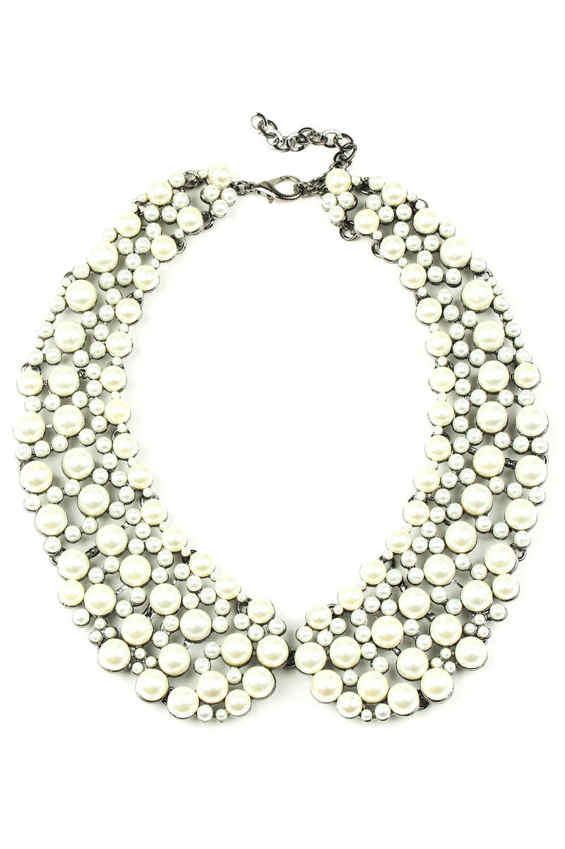 Diana Collar Necklace - Silver Pearl