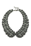 Black glass pearl statement collar necklace.