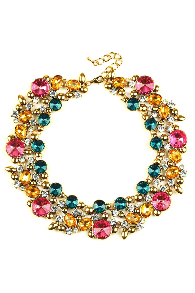 rainbow collar statement necklace