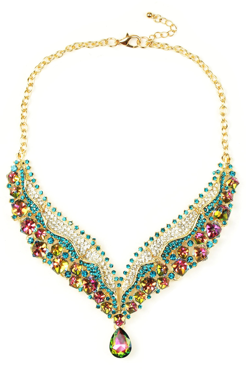 multicolor statement drop necklace
