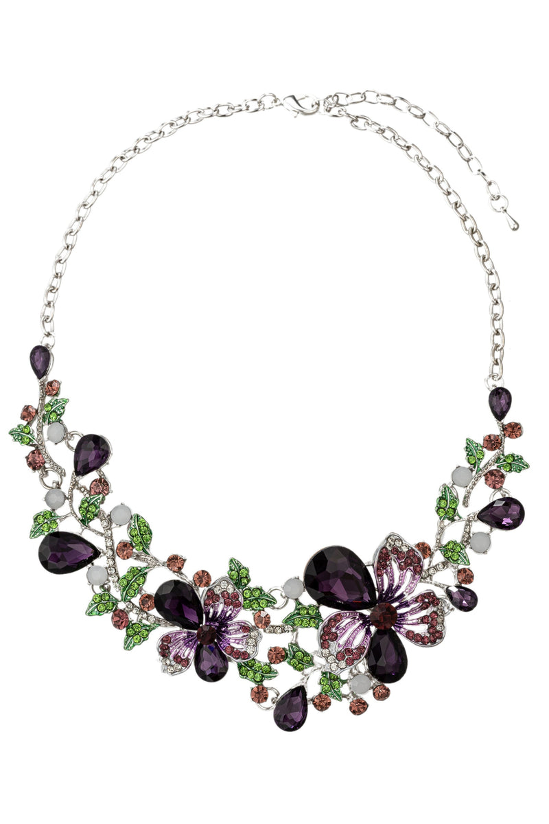 purple floral statement necklace