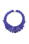 Blue alloy glass crystal statement necklace.