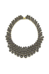 Glass pearl black collar statement necklace.