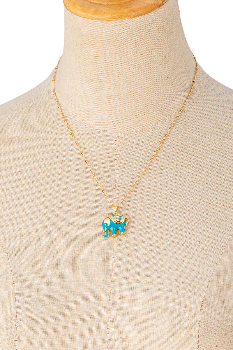 Teal Elephant Necklace