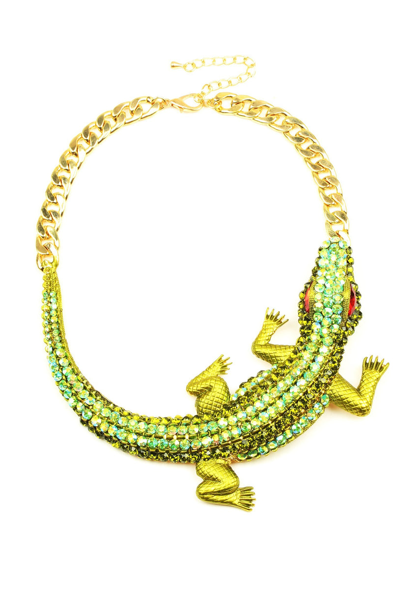 gecko green statement drop necklace