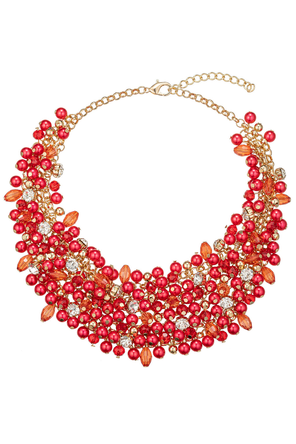Red Acrylic Bead Statement Necklace