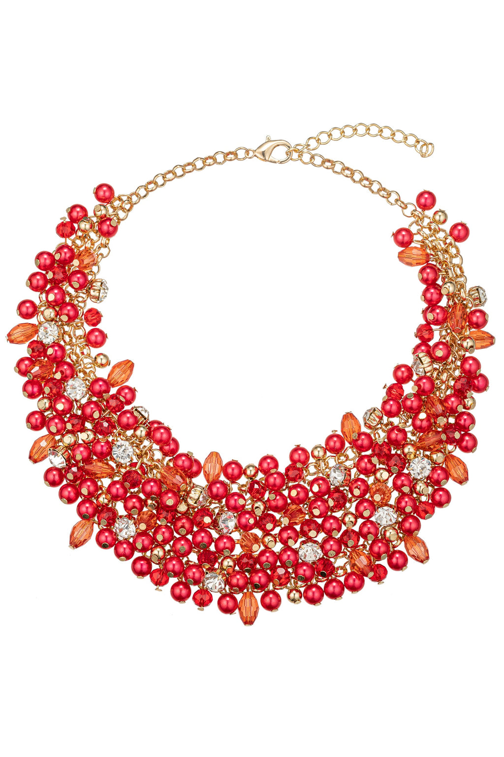 Red Acrylic Bead Statement Necklace