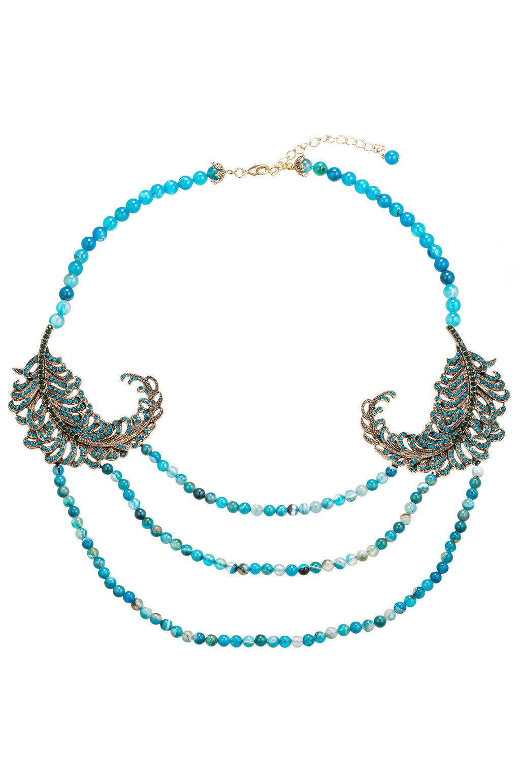 Gabriela Agate Peacock Beaded Necklace