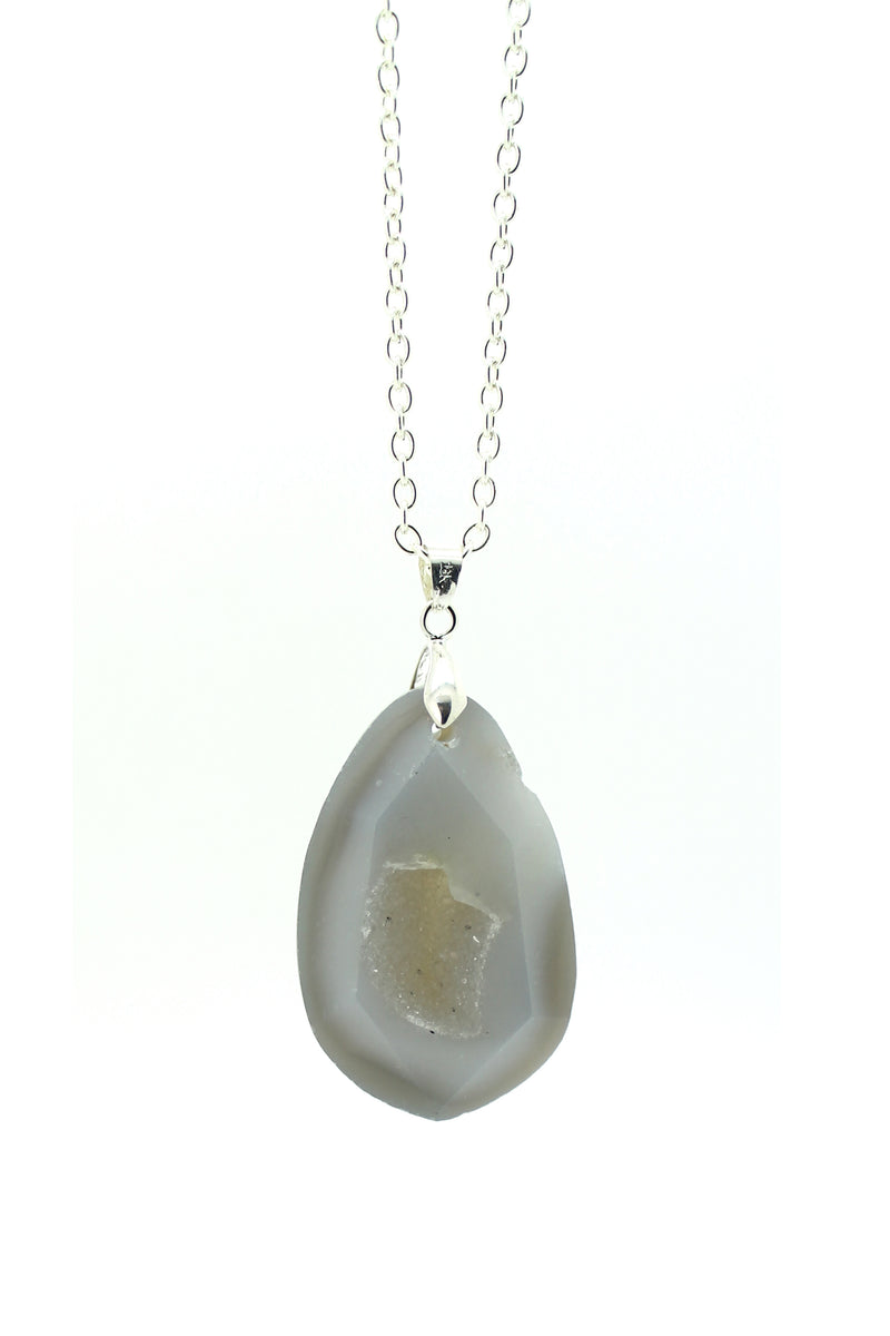Natural druzy stone necklace.