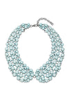 Mint green alloy collar necklace studded with glass crystals.