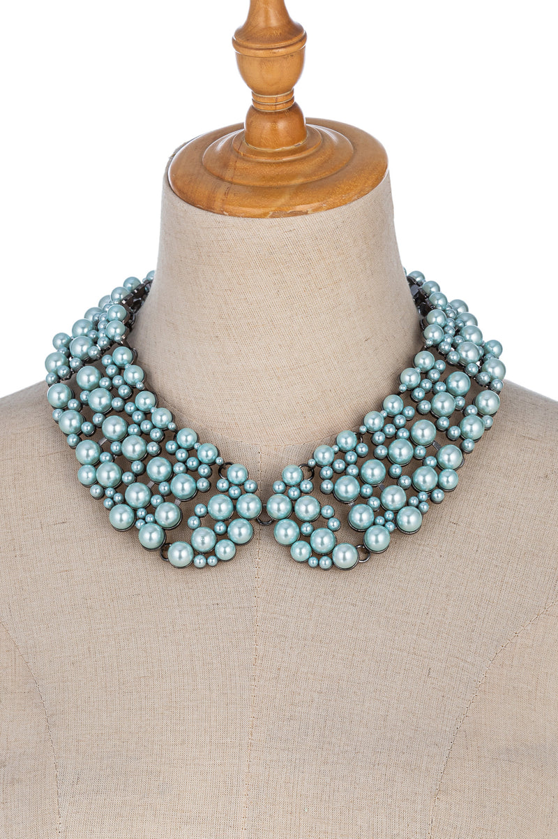 Diana Collar Statement Necklace - Ice Blue Pearl