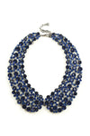 Dark blue glass pearl statement collar necklace.
