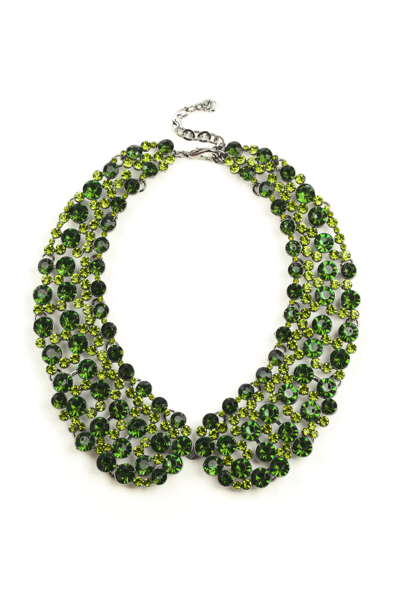 Green glass pearl statement collar necklace.