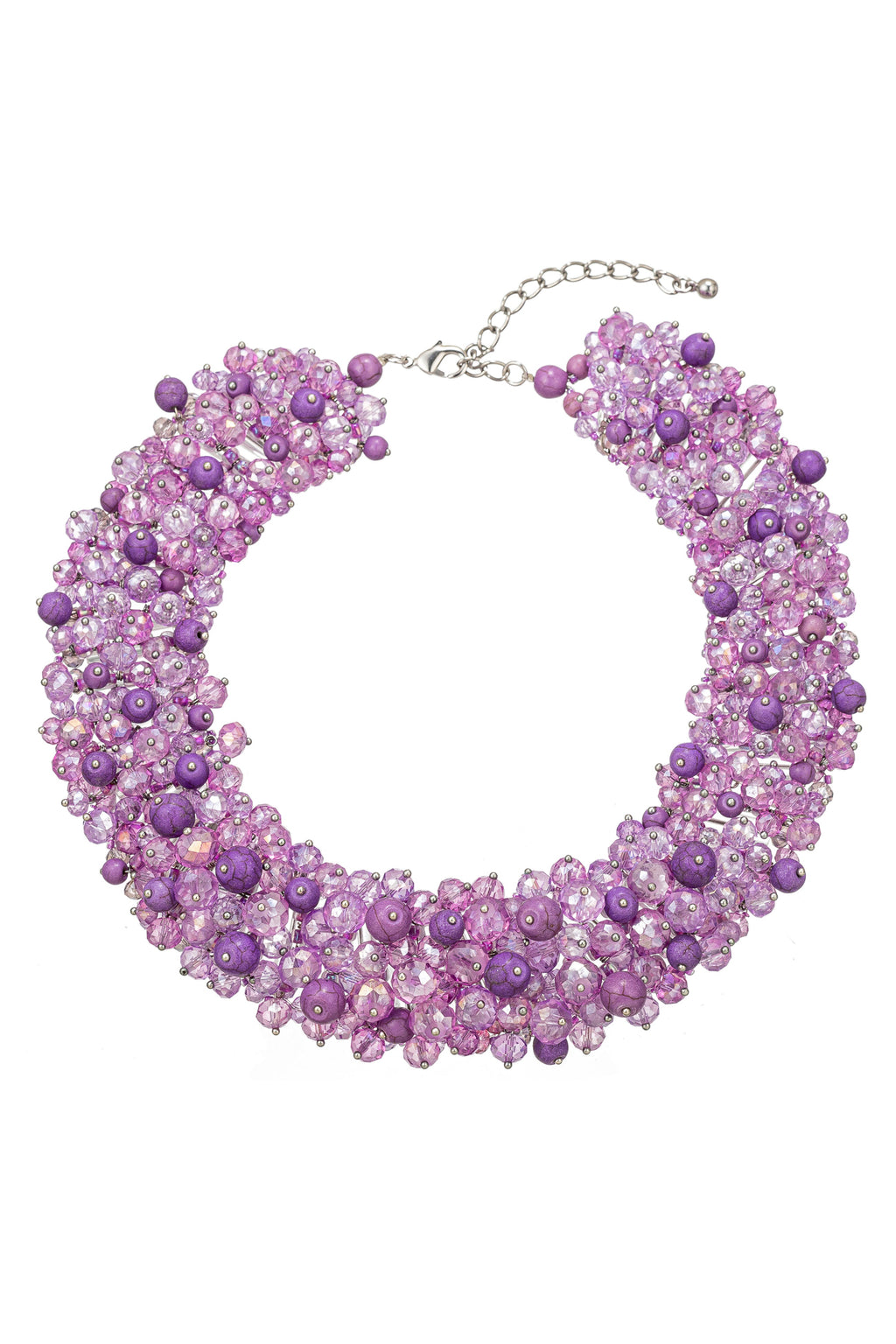 Lavender pink acrylic bead collar necklace