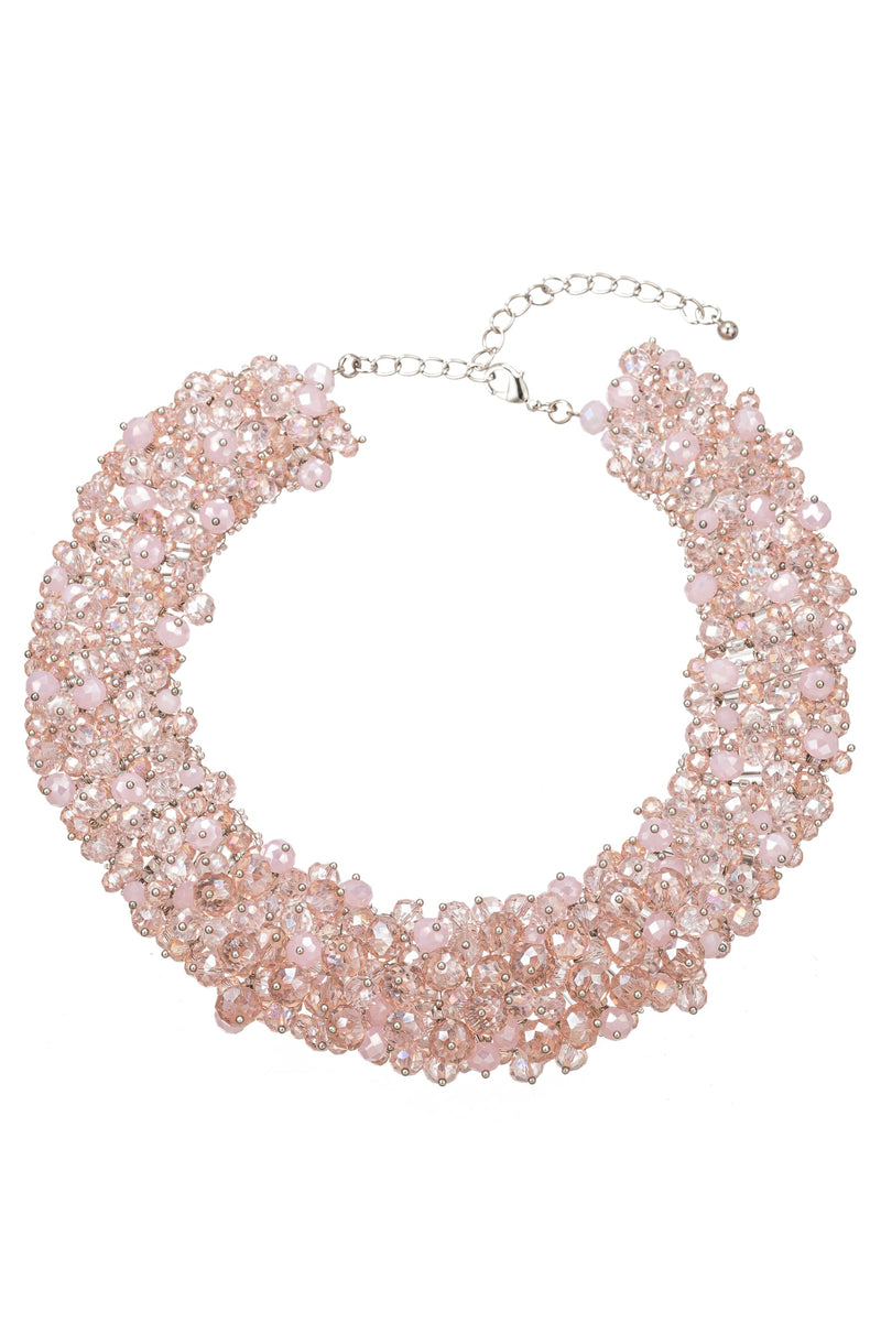 blush pink acrylic bead collar necklace