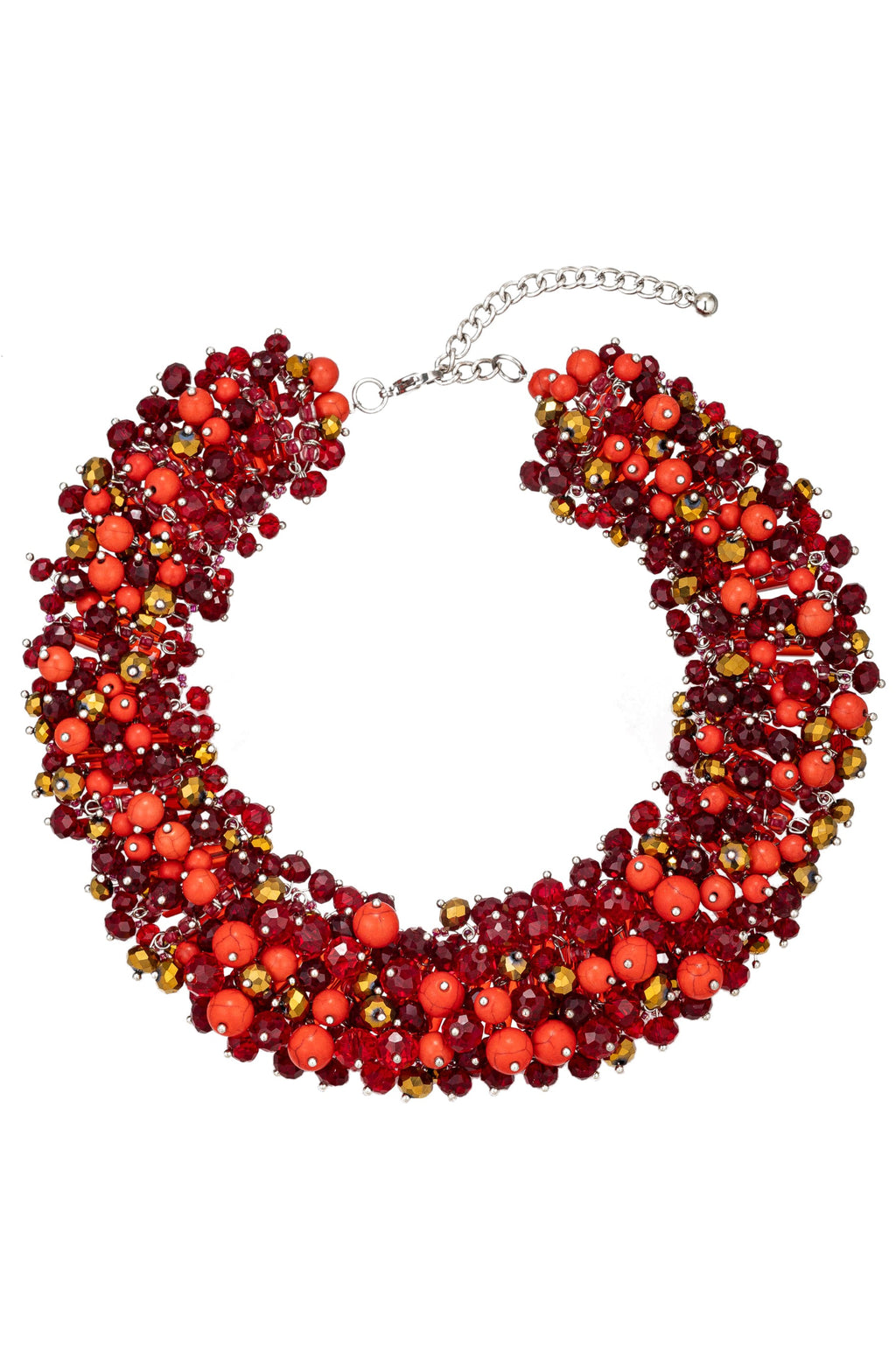 Red Collar Beaded Statement Necklace
