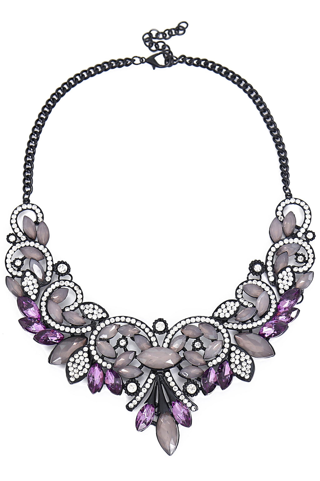 gold ab stone wing ship bib necklace