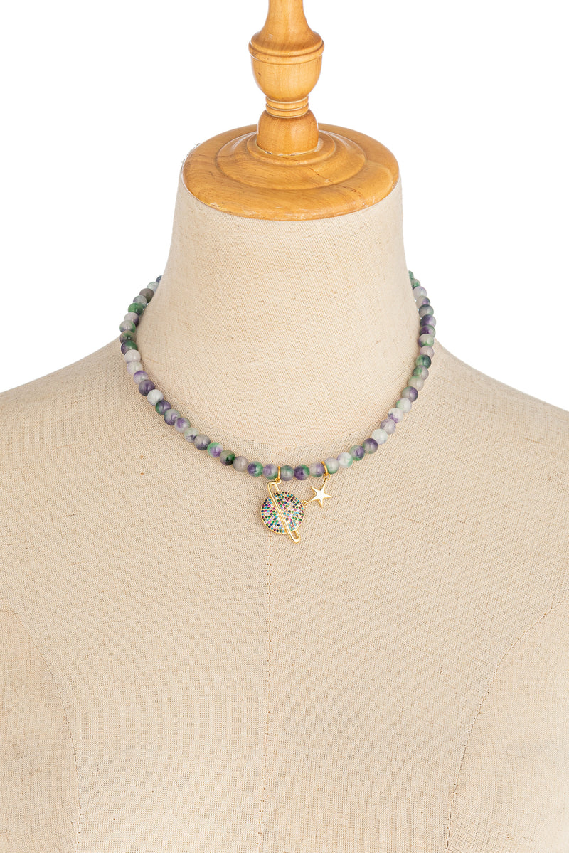 Saturn CZ Necklace