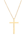 Gold tone brass necklace with a sterling silver cross pendant.
