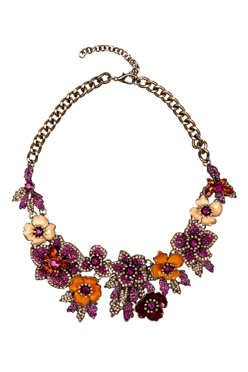 floral statement bib necklace