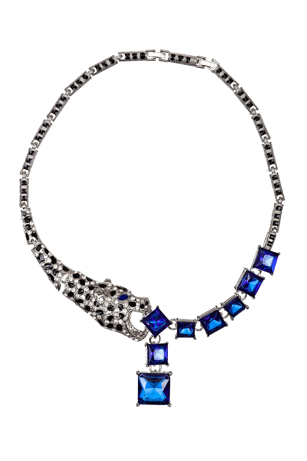 blue jaguar statement bib necklace