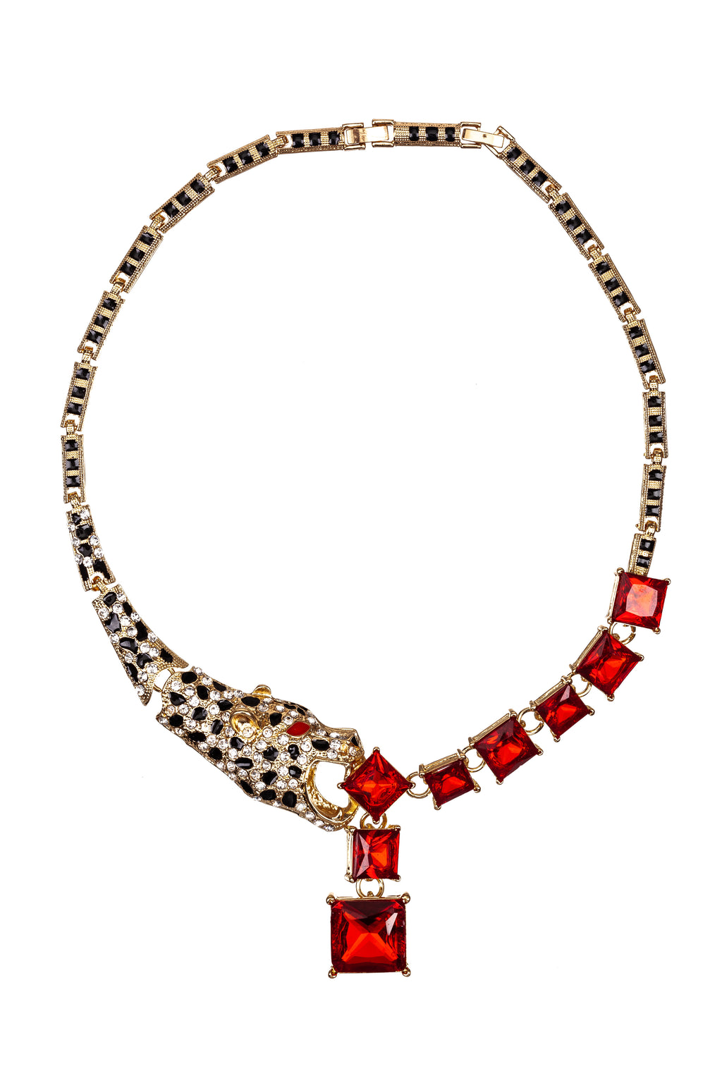 Leopard CZ crystal necklace.