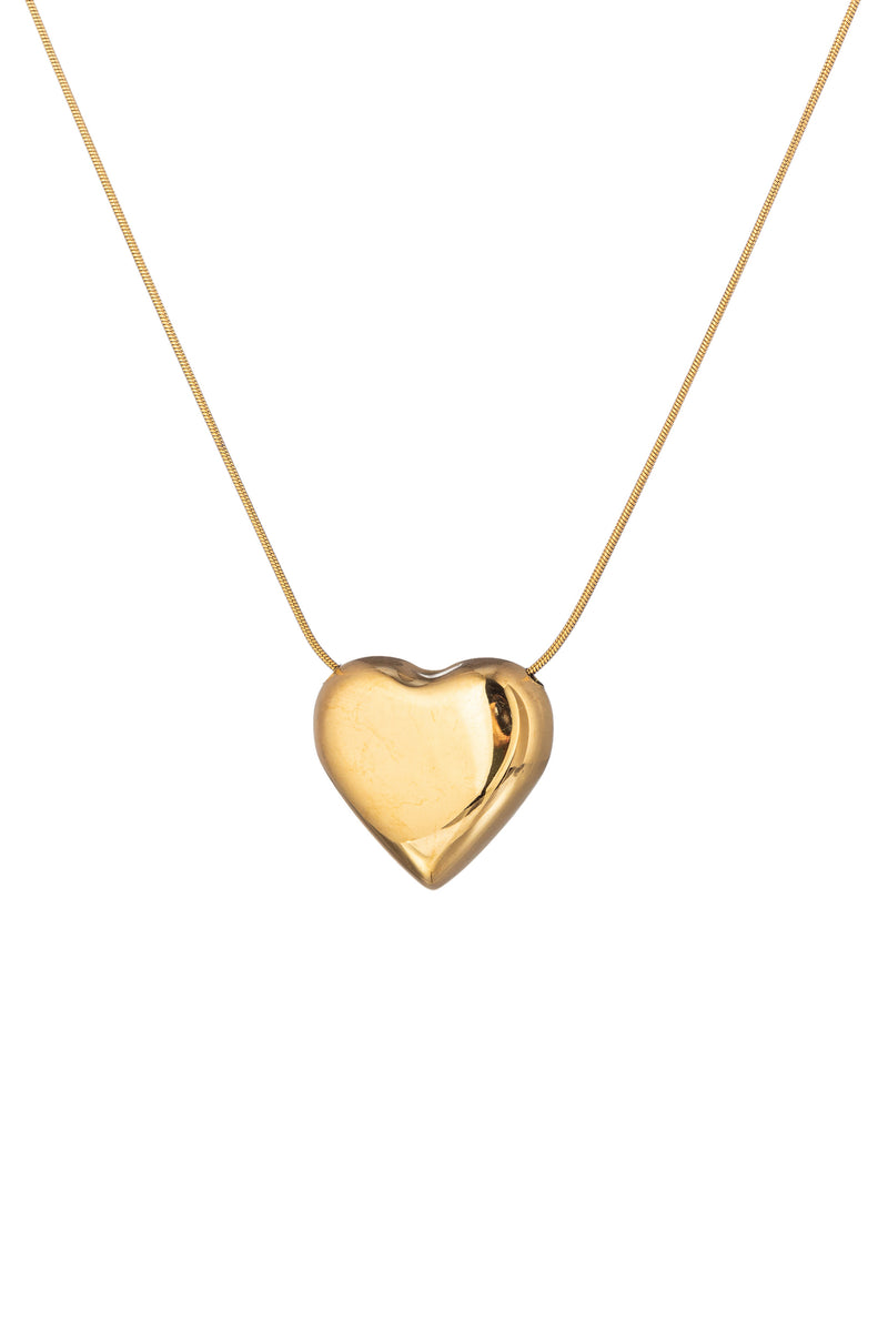 Gold tone titanium super heart pendant necklace.