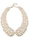 12 inch gold collar necklace decorated with pearl bead pattern.