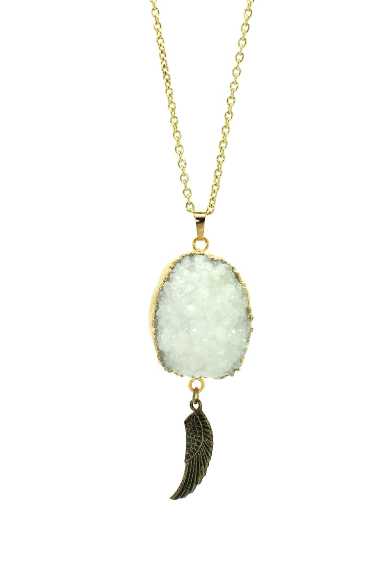 Natural druzy stone necklace.