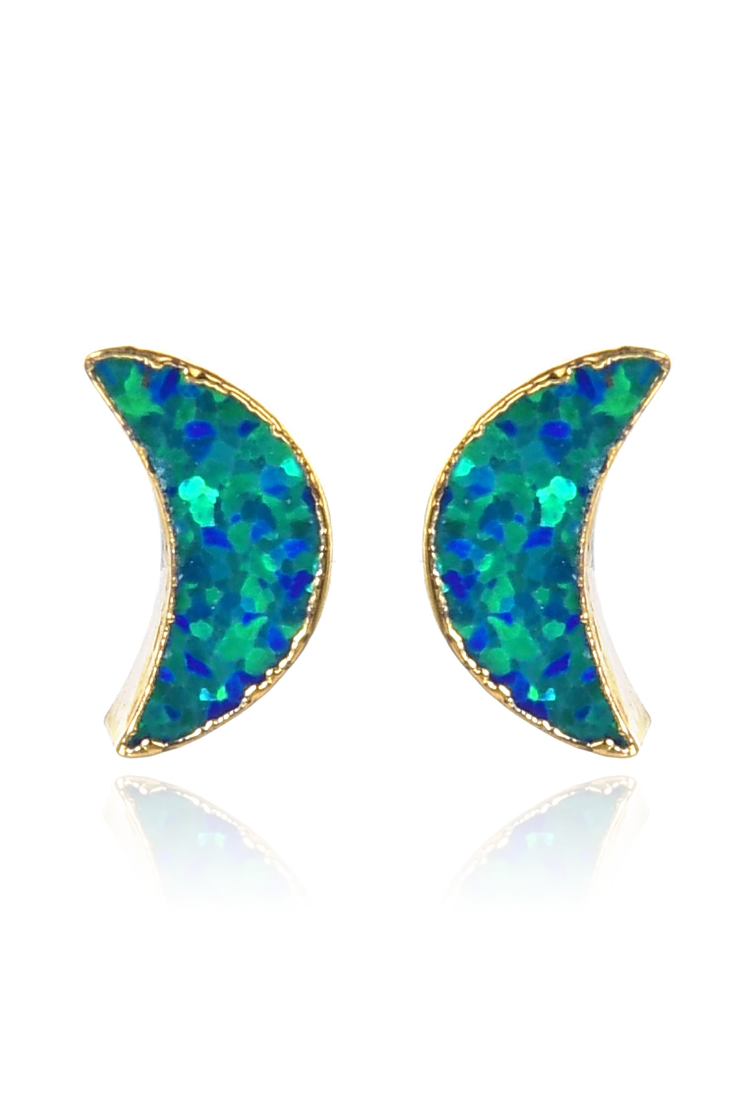 Opal Moon Stud Earrings