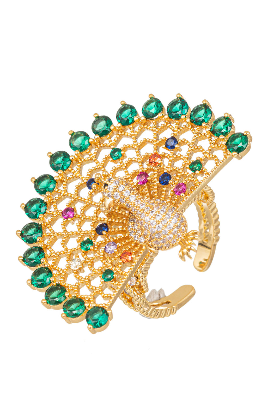 Peacock 18K Gold Plated CZ Ring