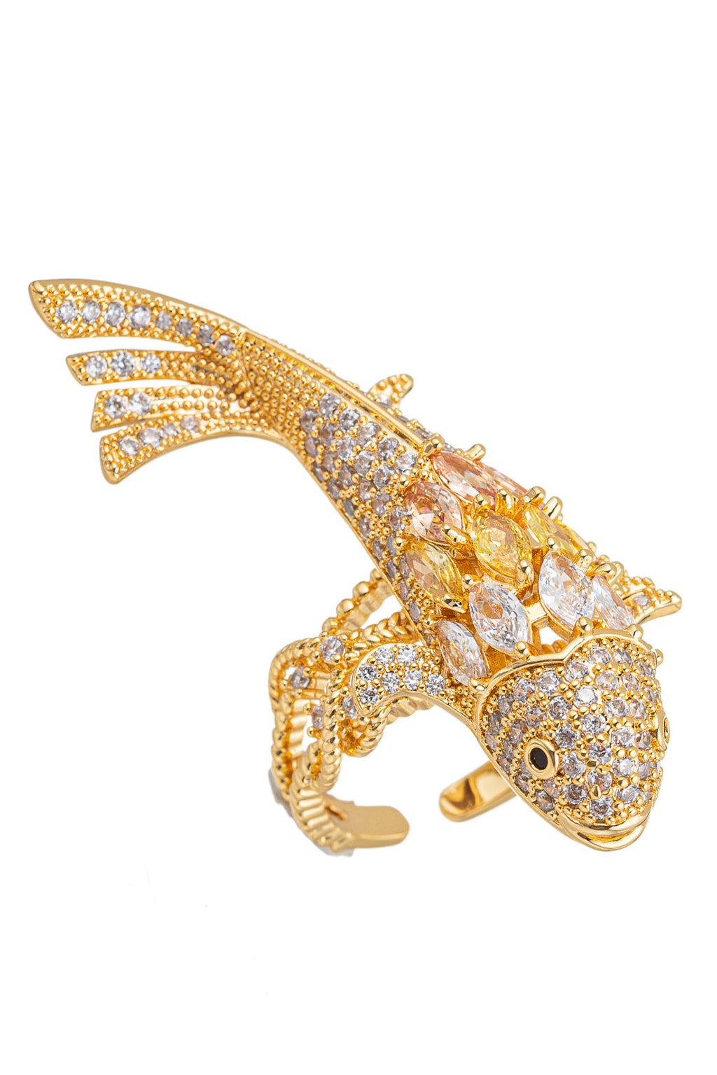 Koi 18K Gold Plated CZ Adjustable Ring