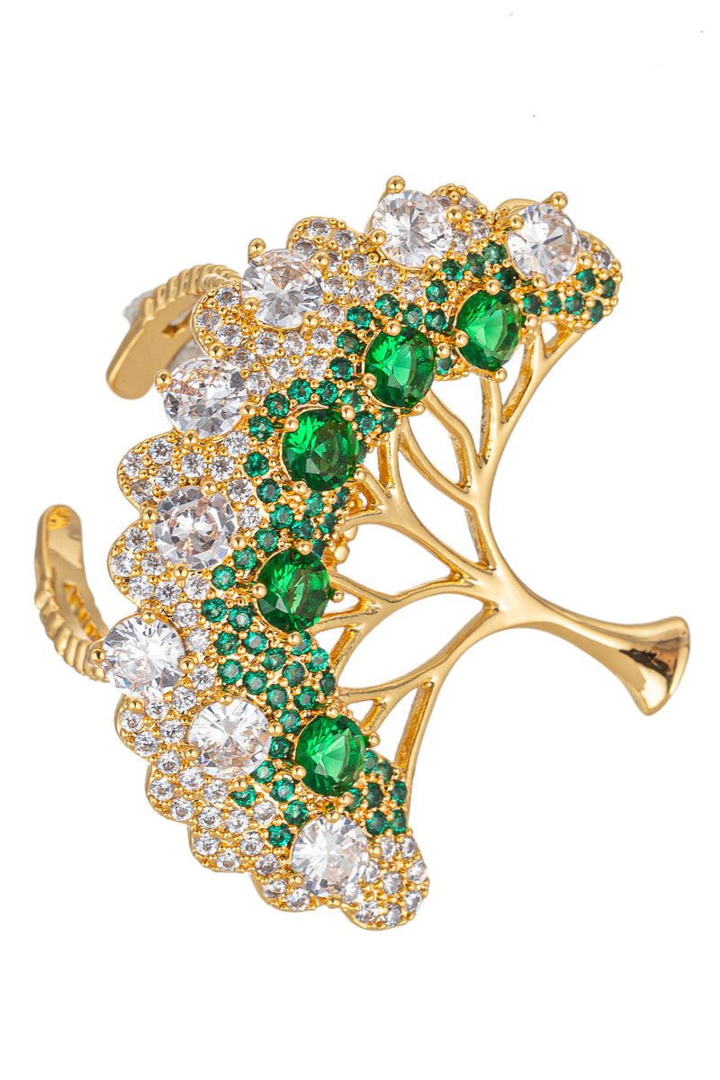 Tree of Life 18K Gold Plated CZ Adjustable Ring