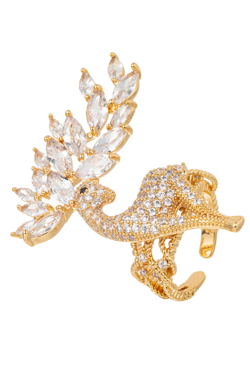 Deer 18K Gold Plated CZ Adjustable Ring