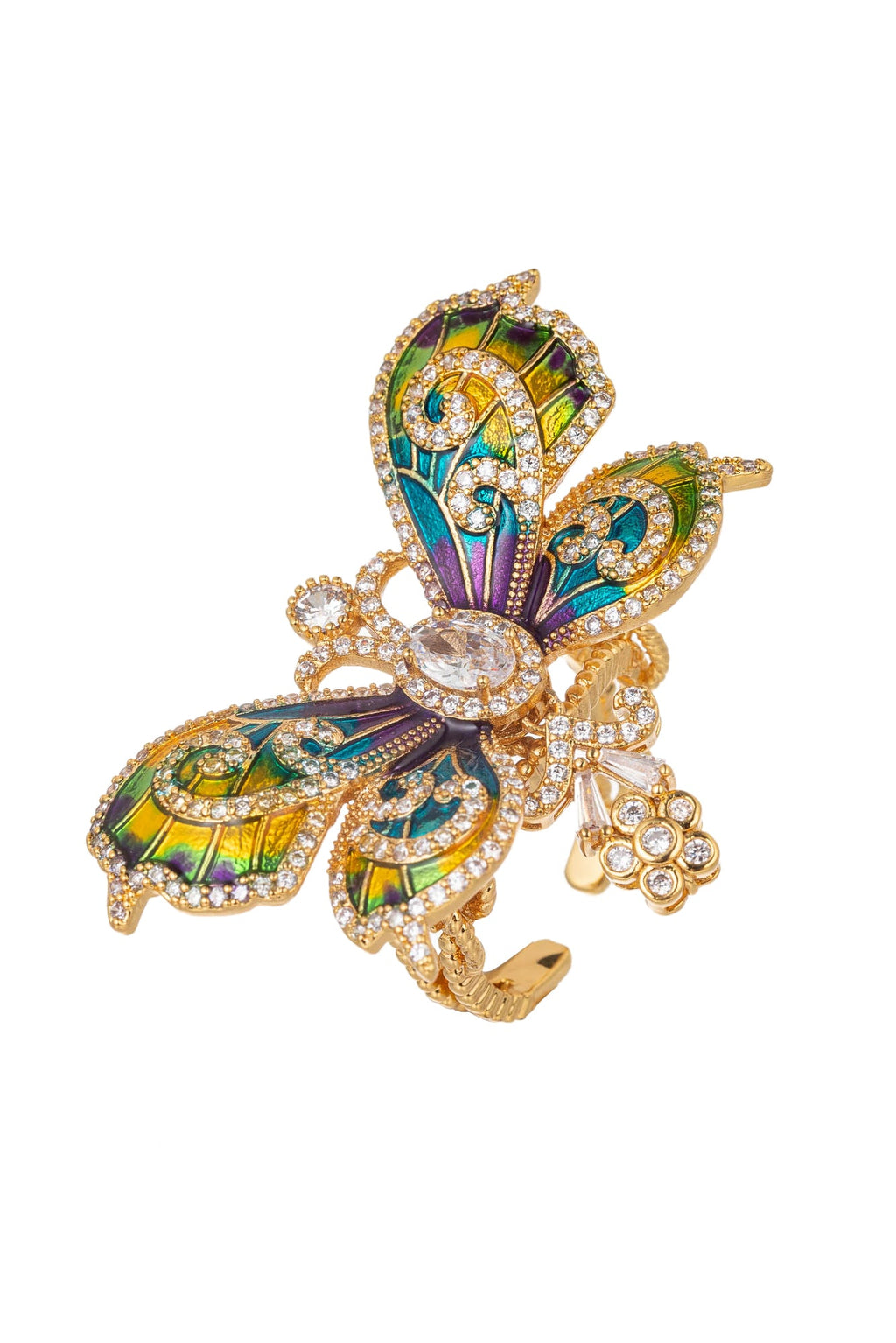 Vanessa Rainbow CZ Butterfly Adjustable Ring