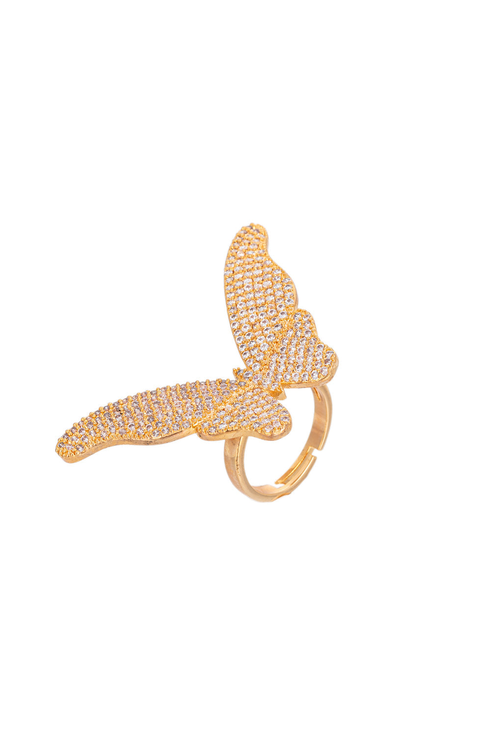 Paim Gold Butterfly Wing CZ Crystal Ring