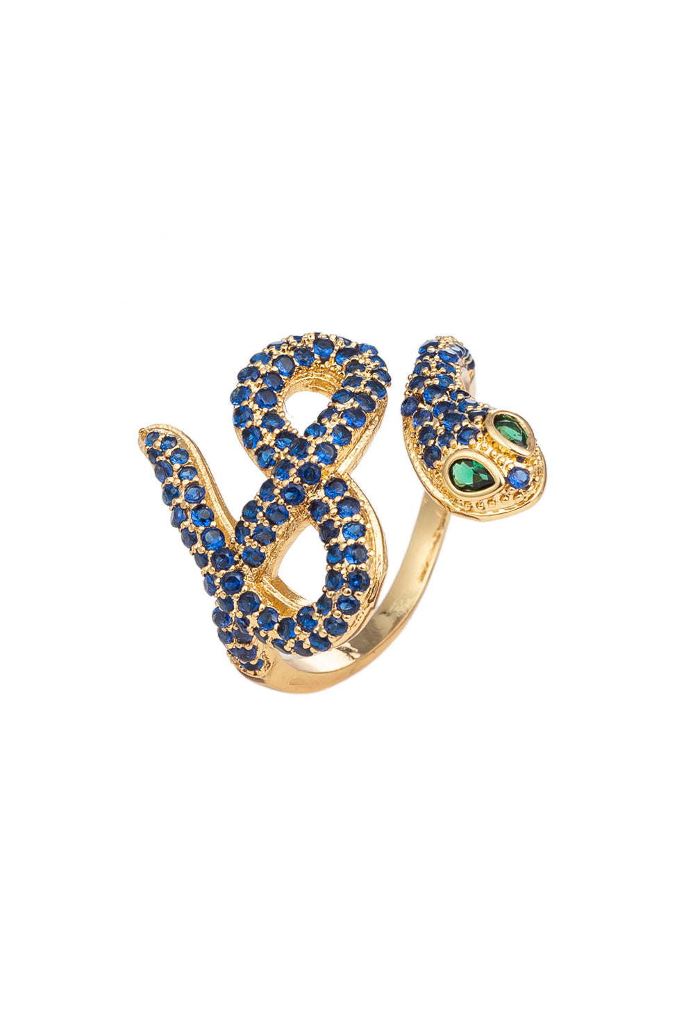 Black gold cobra snake ring studded with CZ crystals.