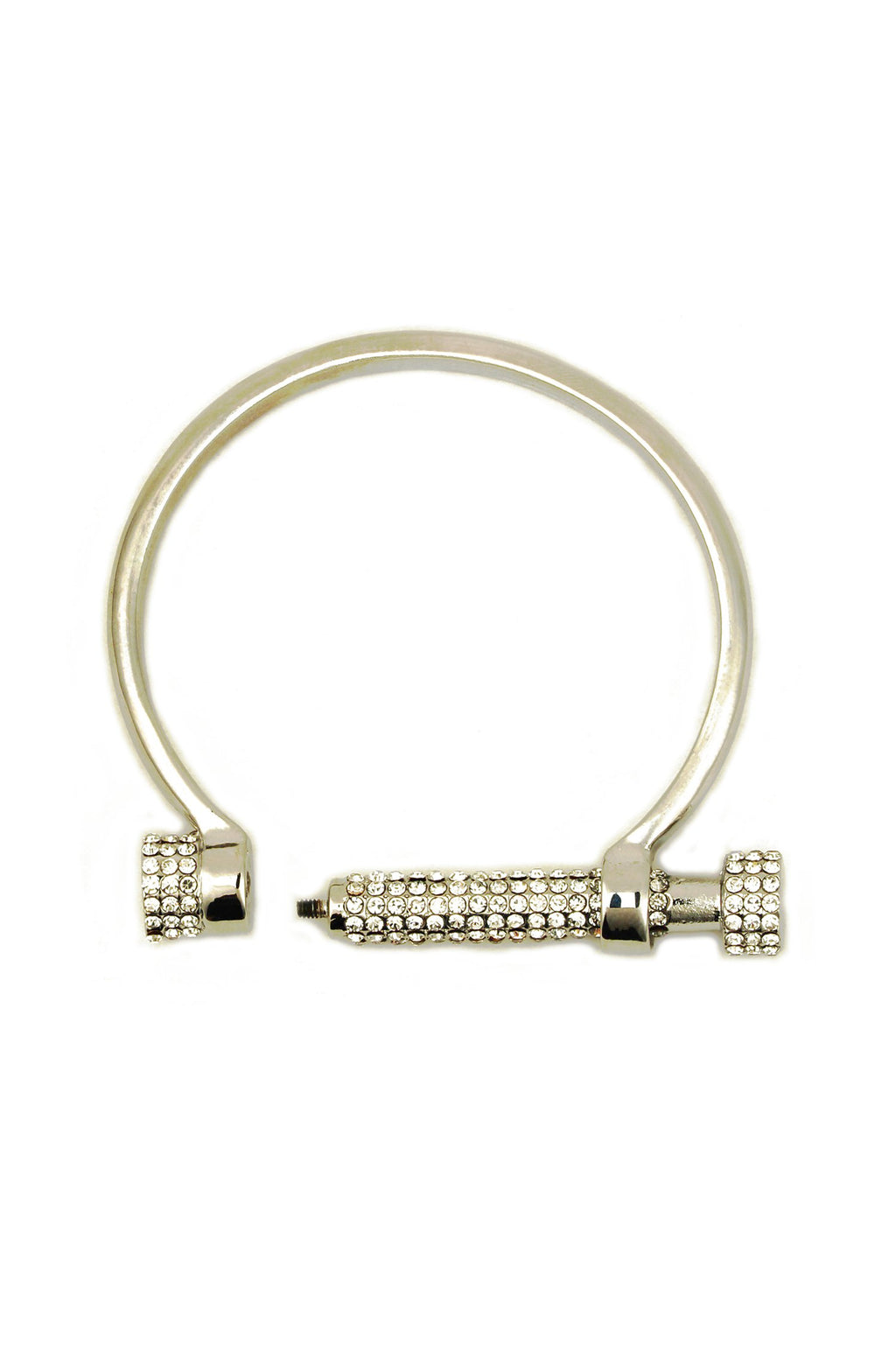 silver tone cuff screw bracelet