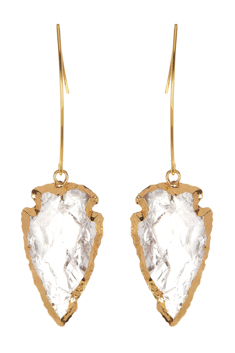 Arrowhead Earrings - Clear Agate