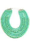 teal bead multi layer drop necklace