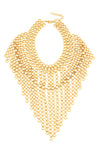 gold fringe large statement necklace