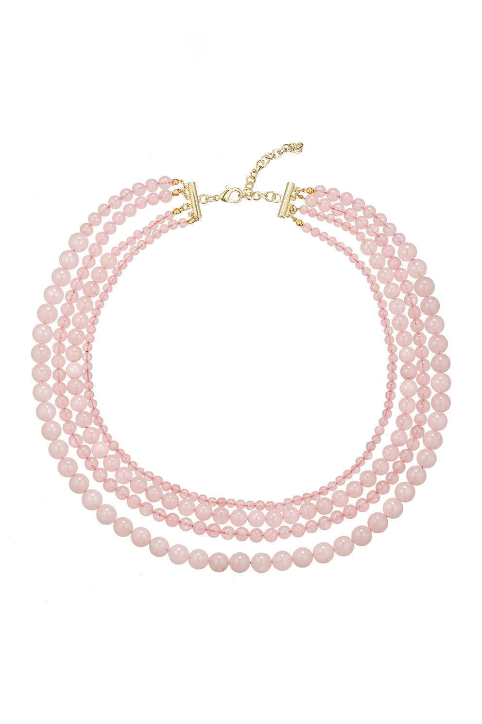 Embrace elegance with a multi-strand necklace featuring rose quartz agate beads, radiating a soothing and fashionable aura.